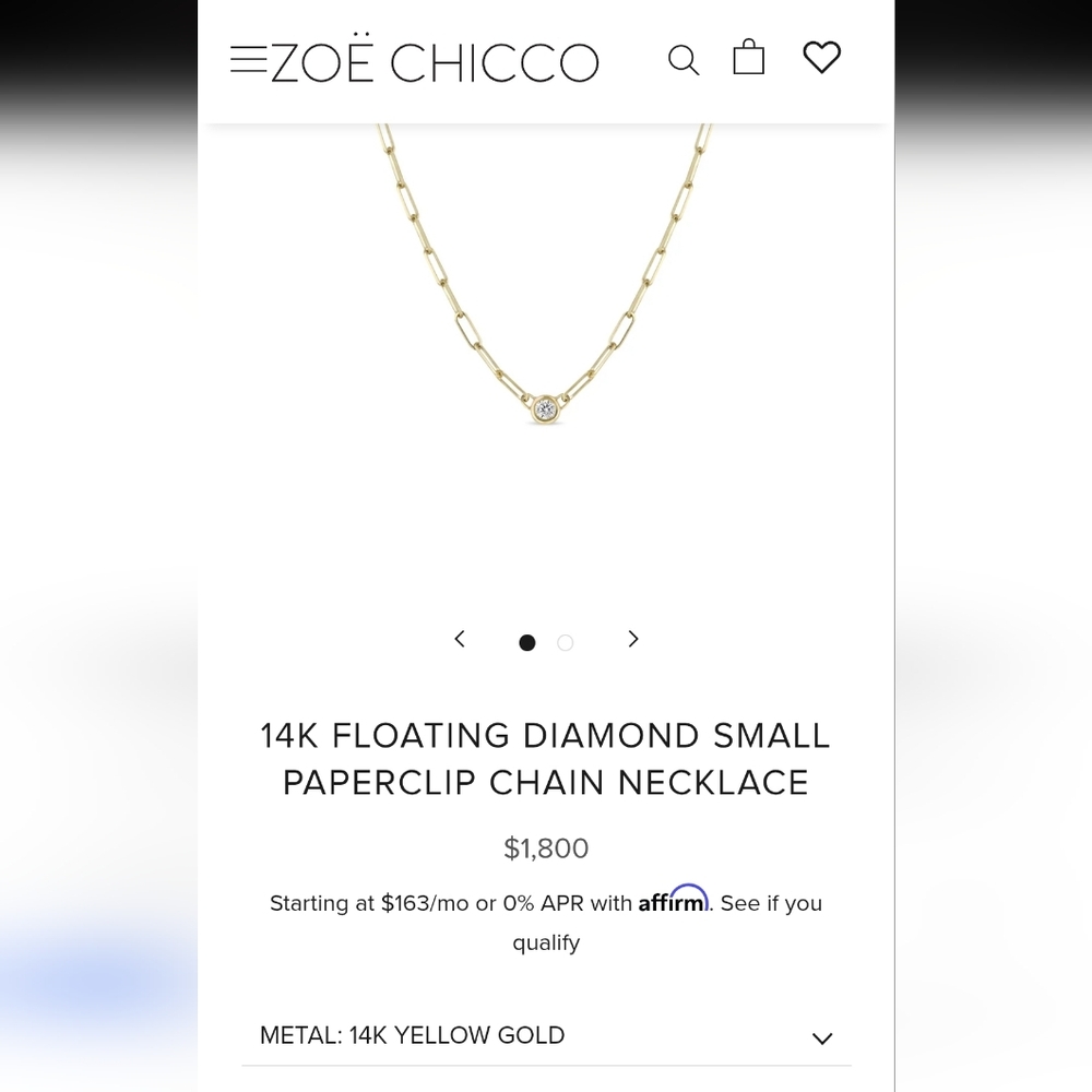 Zoe Chicco Floating Diamond Paperclip Necklace